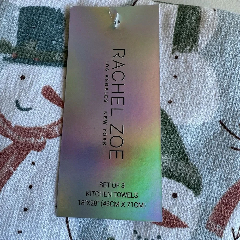 Rachel Zoe Christmas Holiday‎ Kitchen Towels (3) Snowman Holiday New